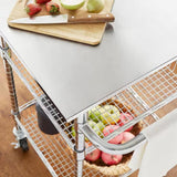 Compact Kitchen Cart with Stainless Steel Top and 2 Bottom Storage Shelves