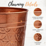Bathroom Bedroom Metal Trash Can Waste Basket in Copper Finish