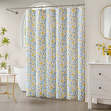 72"W x 72"H 100-Percent Cotton Yellow Blue Floral Print Shower Curtain