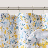 72"W x 84"H 100-Percent Cotton Yellow Blue Floral Print Shower Curtain