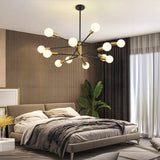 33-inch Modern 12-Light Dimmable Sputnik Chandelier in Black/Gold Finish