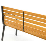 Outdoor Black Metal Frame Garden Bench with Wood Slats and Curved Armrests