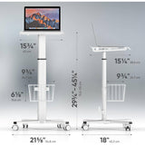 Hospital Style White Mobile Stand-Up Computer Desk Portable Workstation