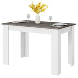 Dark Grey Wood Top 47-inch Kitchen Dining Table or Computer Desk with White Legs