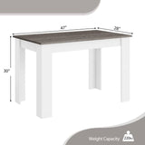 Dark Grey Wood Top 47-inch Kitchen Dining Table or Computer Desk with White Legs