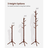 Sturdy Solid Wood Coat Rack in Dark Walnut Finish with 8 Hooks