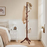 Heavy Duty Solid Wood Coat Rack in Dark Brown Finish with 53 lb Weight Capacity