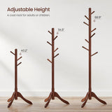 Heavy Duty Solid Wood Coat Rack in Dark Brown Finish with 53 lb Weight Capacity