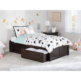 Twin XL Platform Bed Frame with 2 Storage Drawers in Espresso