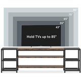 Modern Industrial Metal Wood TV Stand Entertainment Center for TV up to 85-inch