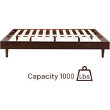 Full size Mid-Century Modern Platform Bed Frame in Dark Brown Wood Finish