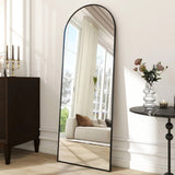 Black 58-inch Full Length Arched Floor Mirror with Stand and Wall Hanging Screws