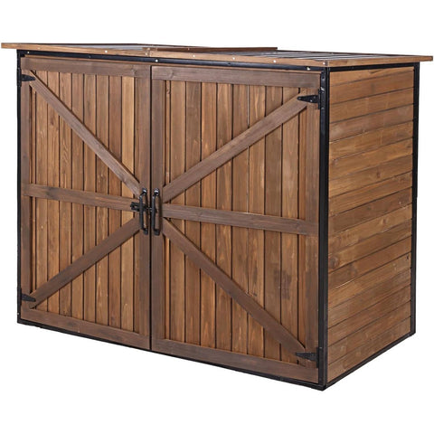 Large Wooden Outdoor Storage Cabinet Trash Can Storage Shed