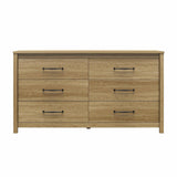 Rustic Farmhouse 6-Drawer Dresser in Natural Wood Finish