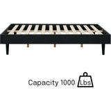 Full size Mid-Century Modern Platform Bed Frame in Black Wood Finish
