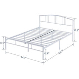 Full size White Metal Platform Bed Frame with Arched Headboard