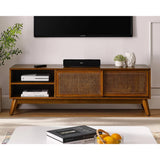 Modern Mid Century 59-inch TV Stand Entertainment Center with Sliding Doors
