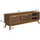 Modern Mid Century 59-inch TV Stand Entertainment Center with Sliding Doors