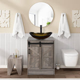 Modern Bathroom Vanity in Rustic Farmhouse Wood Finish with Gold Glass Sink