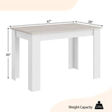 47-inch Kitchen Dining Table or Computer Desk in White Light Grey Wood Finish