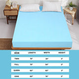 Full size 3-inch Thick Gel-Infused Air Foam Mattress Topper in Light Blue