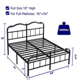 Full Size Industrial Vintage Heavy Duty Steel Slat Bed Frame