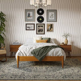 Full size Solid Hardwood Platform Bed Frame in Natural Wood Finish