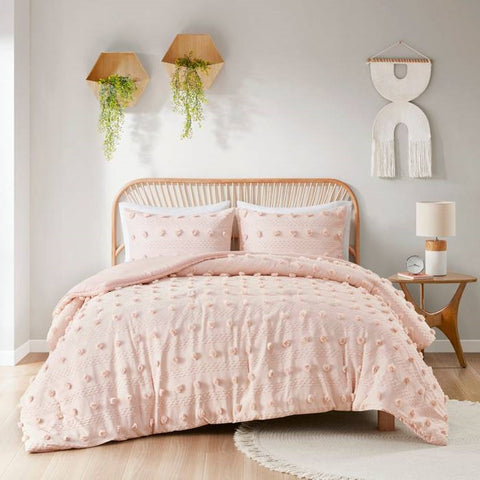 Full/Queen 3-Piece Pink Pompom Microfiber Comforter Set