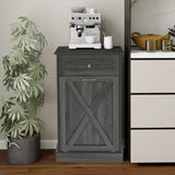 Odor Seal Trash Can Cabinet in Grey Finish - Accommodates 10-Gallon Trash Bin