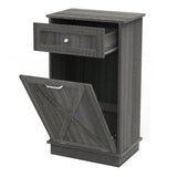 Odor Seal Trash Can Cabinet in Grey Finish - Accommodates 10-Gallon Trash Bin