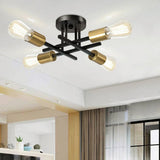Gold/Black 4-Light Modern Flush Mount Sputnik Ceiling Light Fixture