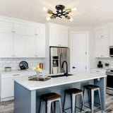 Gold/Black 4-Light Modern Flush Mount Sputnik Ceiling Light Fixture