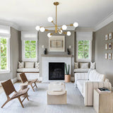 Mid-Century Modern Dimmable 8-Light Sputnik Chandelier in Gold
