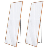 Set of 2 - Gold 65-inch Full Length Freestanding Floor Mirror with Stand