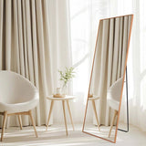 Set of 2 - Gold 65-inch Full Length Freestanding Floor Mirror with Stand