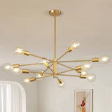 Gold 33-inch Modern 12-Light Dimmable Sputnik Chandelier Lamp