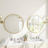 Round 30-inch Circular Bathroom Wall Mirror with Gold Frame