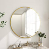 Round 30-inch Circular Bathroom Wall Mirror with Gold Frame