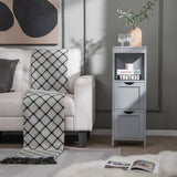 Modern Farmhouse 2-Drawer Bathroom Floor Cabinet with Shelf in Grey Wood Finish