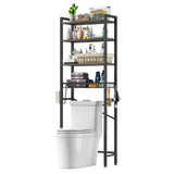 Over the Toilet Storage Freestanding Industrial Metal Wood Shelving Unit Grey/Black