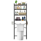 Over the Toilet Storage Freestanding Industrial Metal Wood Shelving Unit Grey/Black