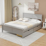 Full Size Grey Platform Bed Frame with 2 Storage Drawers