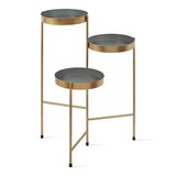 Modern Gold Grey Metal 3-Tier Flower Pot Plant Stand