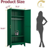 Green Metal Multifunctional Storage Armoire Wardrobe Closet