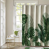 72"W x 84"H Botanical Green Leaf Linen Polyester Blend Shower Curtain