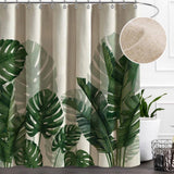 72"W x 84"H Botanical Green Leaf Linen Polyester Blend Shower Curtain