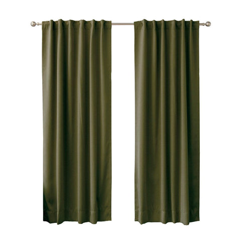 52 x 84 inch Solid Olive Green Thermal Blackout Curtain Panels - Set of 2