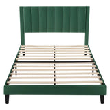 Queen size Modern Green Velvet Upholstered Platform Bed with Headboard