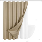 72"W x 72"H Beige Waffle Textured 3 in 1 Shower Curtain Set