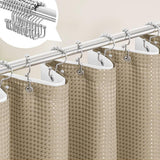 72"W x 72"H Beige Waffle Textured 3 in 1 Shower Curtain Set